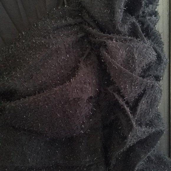 NWOT Caldwell Puff Shoulder Black Glittery Sweetheart Top. - Picture 8 of 11